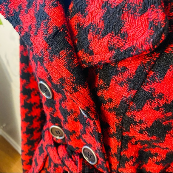 Rue 21 Red Houndstooth Wool Coat - Picture 2 of 8